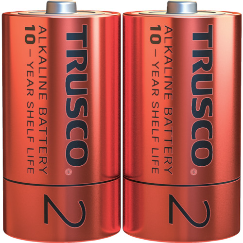 【TRUSCO】ＴＲＵＳＣＯ　アルカリ乾電池１０年　単２　（２本入）